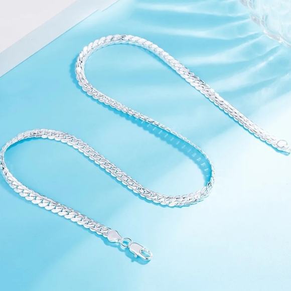 Silver Plated Chain Necklace Women & Men - Picture 9 of 11